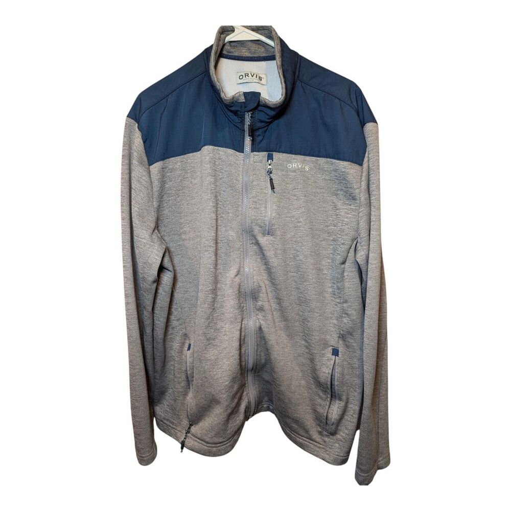 Orvis Jacket Men’s Size XL Gray Mesh Full Zip Fleece Coat Performance (Read)